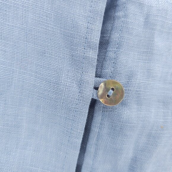 LINTICO 100% Linen Dillon Tunic Top Shirt  High Slit Powder Blue EUC Size MEDIUM - Picture 5 of 9